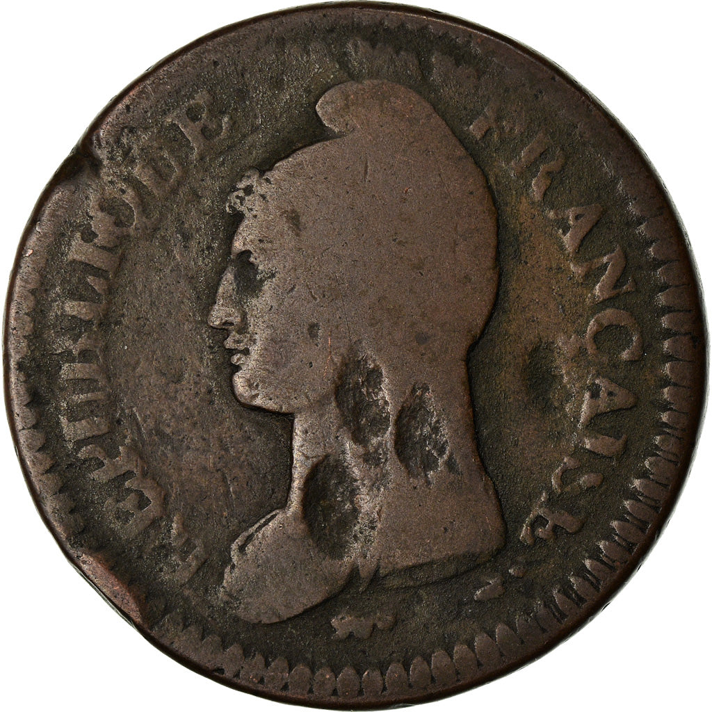 Monnaie, France, Dupré, Decime, AN 5, Paris, Refrappage du 2 décimes, B+
