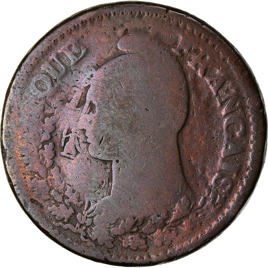 Coin, France, Dupré, Decime, AN 5, Paris, Refrappage du 2 décimes, F(12-15)