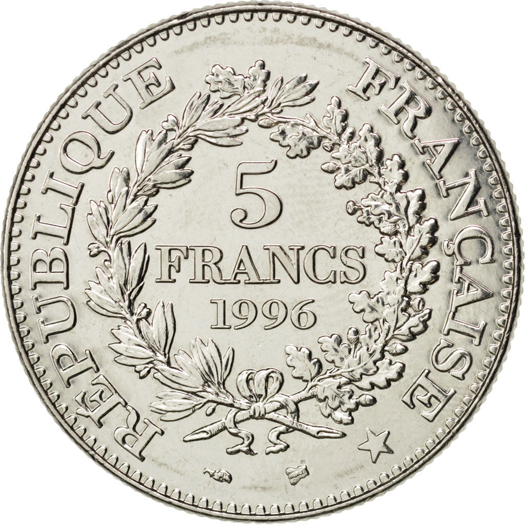 FRANCE, Hercule, 5 Francs, 1996, Paris, KM #1155, MS(63), Nickel, 29, Gadoury...