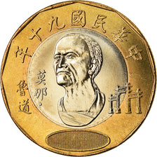 Coin, CHINA, REPUBLIC OF, TAIWAN, 20 Yuan, 2001, MS(63), Bi-Metallic, KM:565