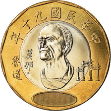Monnaie, République de Chine, TAIWAN, 20 Yuan, 2001, SPL, Bi-Metallic, KM:565