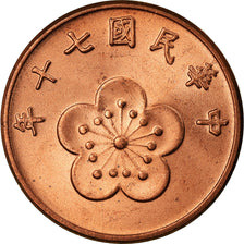 Coin, CHINA, REPUBLIC OF, TAIWAN, 1/2 Yuan, 1981, MS(63), Bronze, KM:550