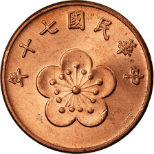 Coin, CHINA, REPUBLIC OF, TAIWAN, 1/2 Yuan, 1981, MS(63), Bronze, KM:550