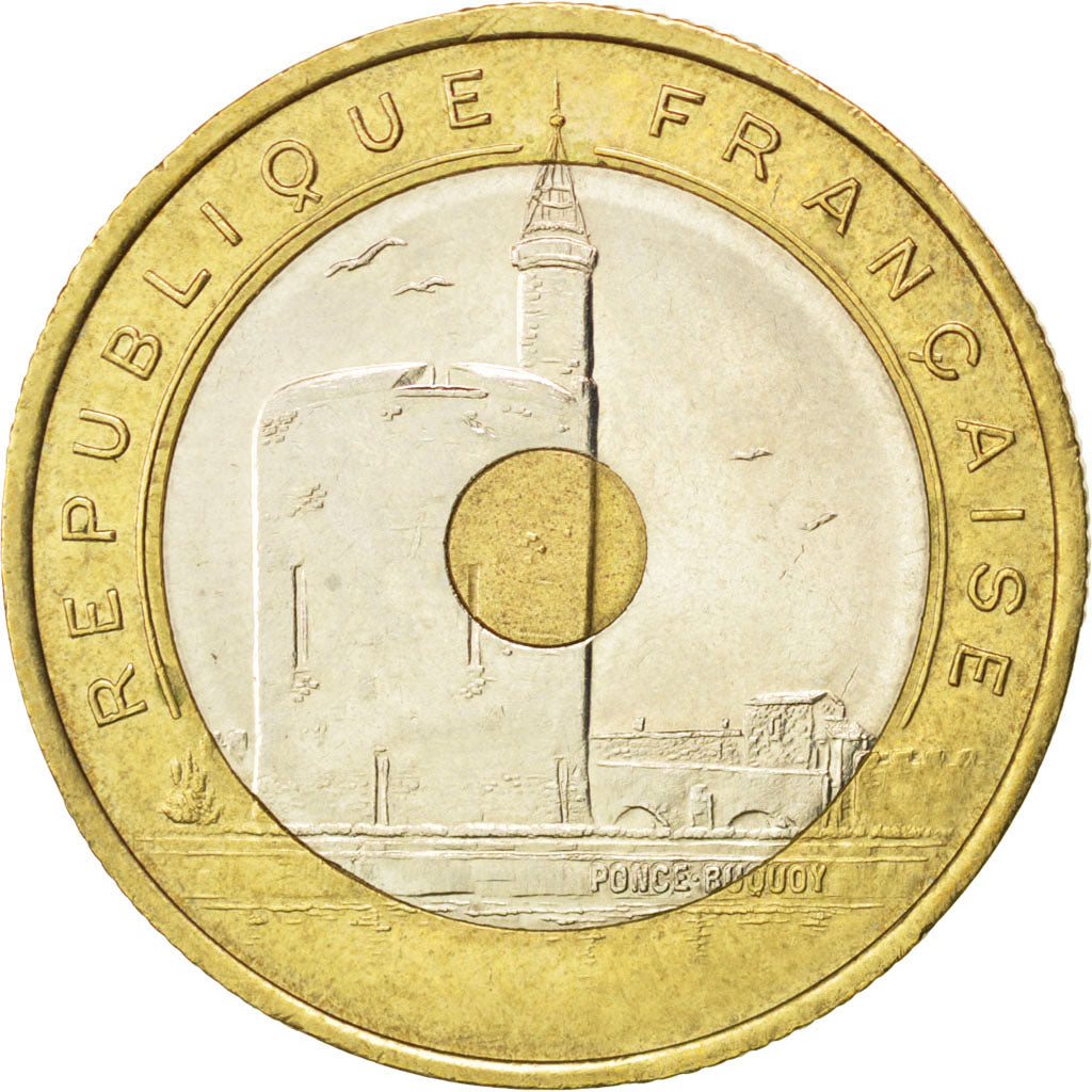 FRANCE, Jeux Méditerranéens, 20 Francs, 1993, KM #1016, AU(55-58), Tri-Metallic,
