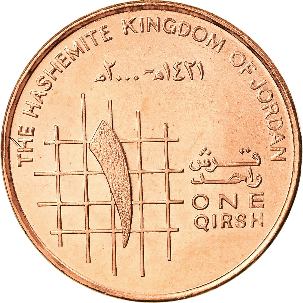 Coin, Jordan, Abdullah II, Qirsh, Piastre, 2000, MS(64), Copper Plated Steel