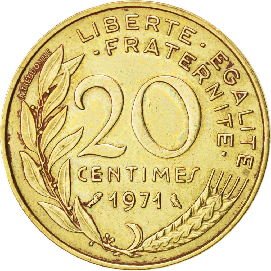 Coin, France, Marianne, 20 Centimes, 1971, EF(40-45), Aluminum-Bronze, KM:930