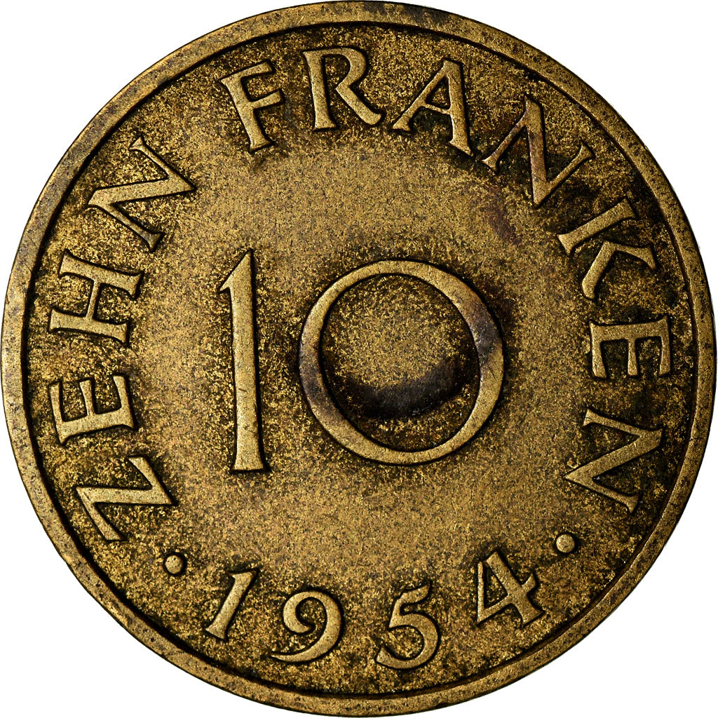 Moneta, SAARLAND, 10 Franken, 1954, Paris, BB, Alluminio-bronzo, KM:1
