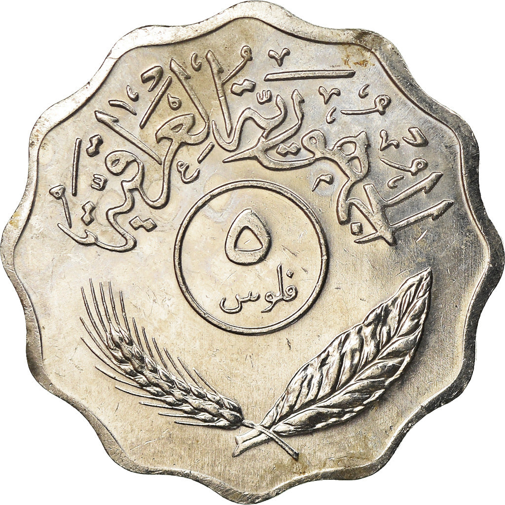 Moneta, Iraq, 5 Fils, 1981, SPL+, Acciaio inossidabile, KM:125a