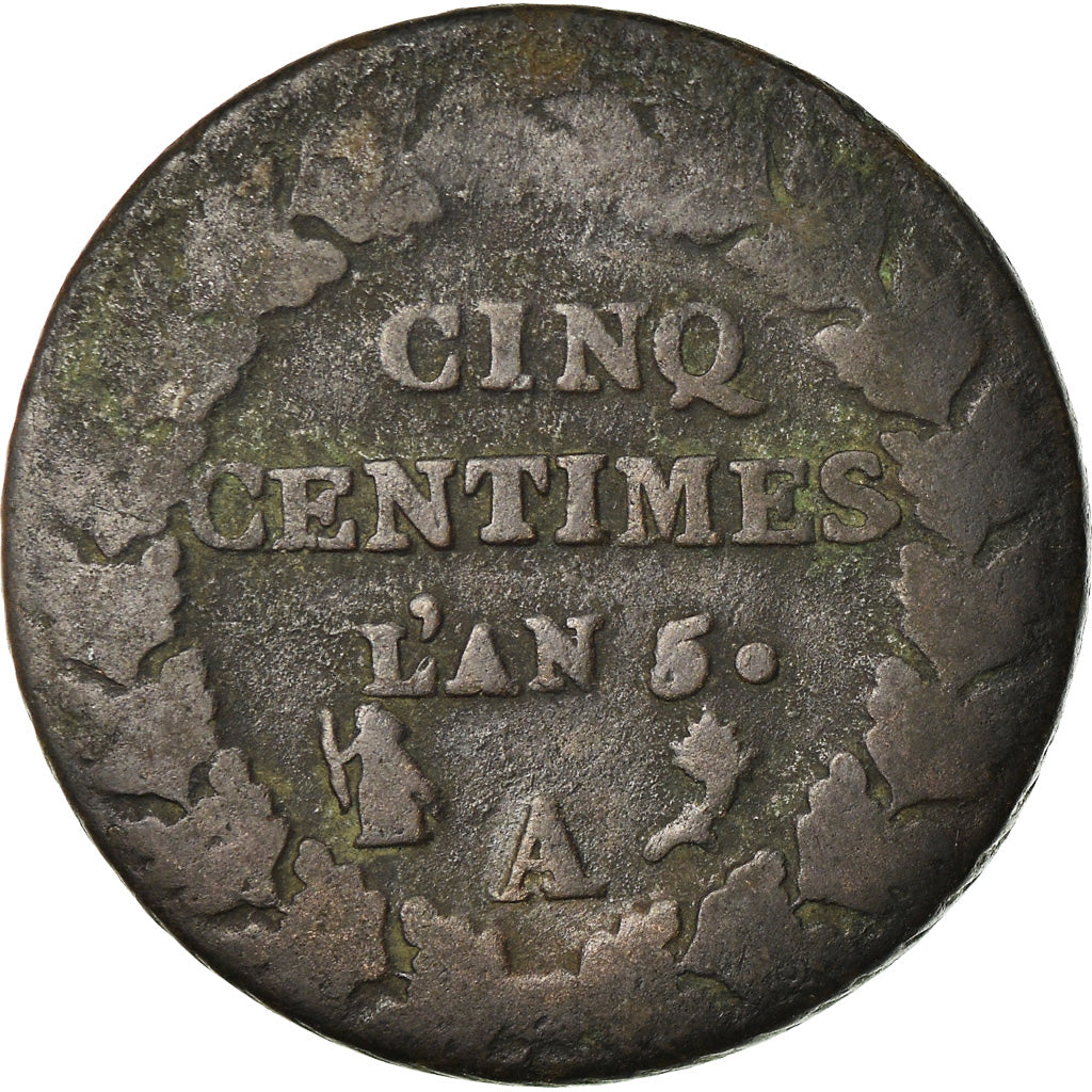Moneta, Francia, Dupré, 5 Centimes, AN 5, Paris, B+, Bronzo, KM:640.1