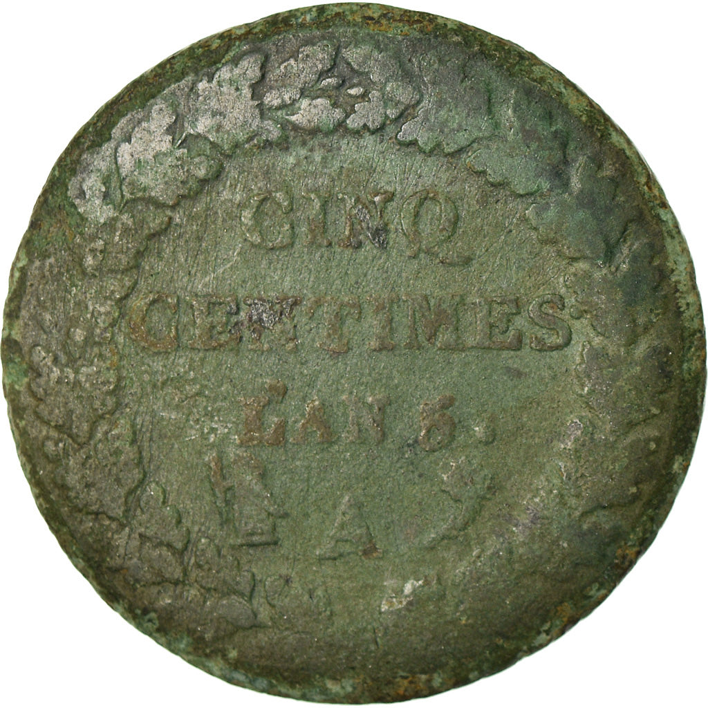 Coin, France, Dupré, 5 Centimes, AN 5, Paris, F(12-15), Bronze, KM:640.1