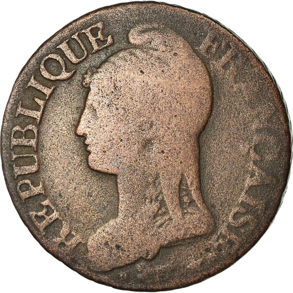 Moneta, Francia, Dupré, 5 Centimes, AN 5, Paris, MB, Bronzo, KM:640.1