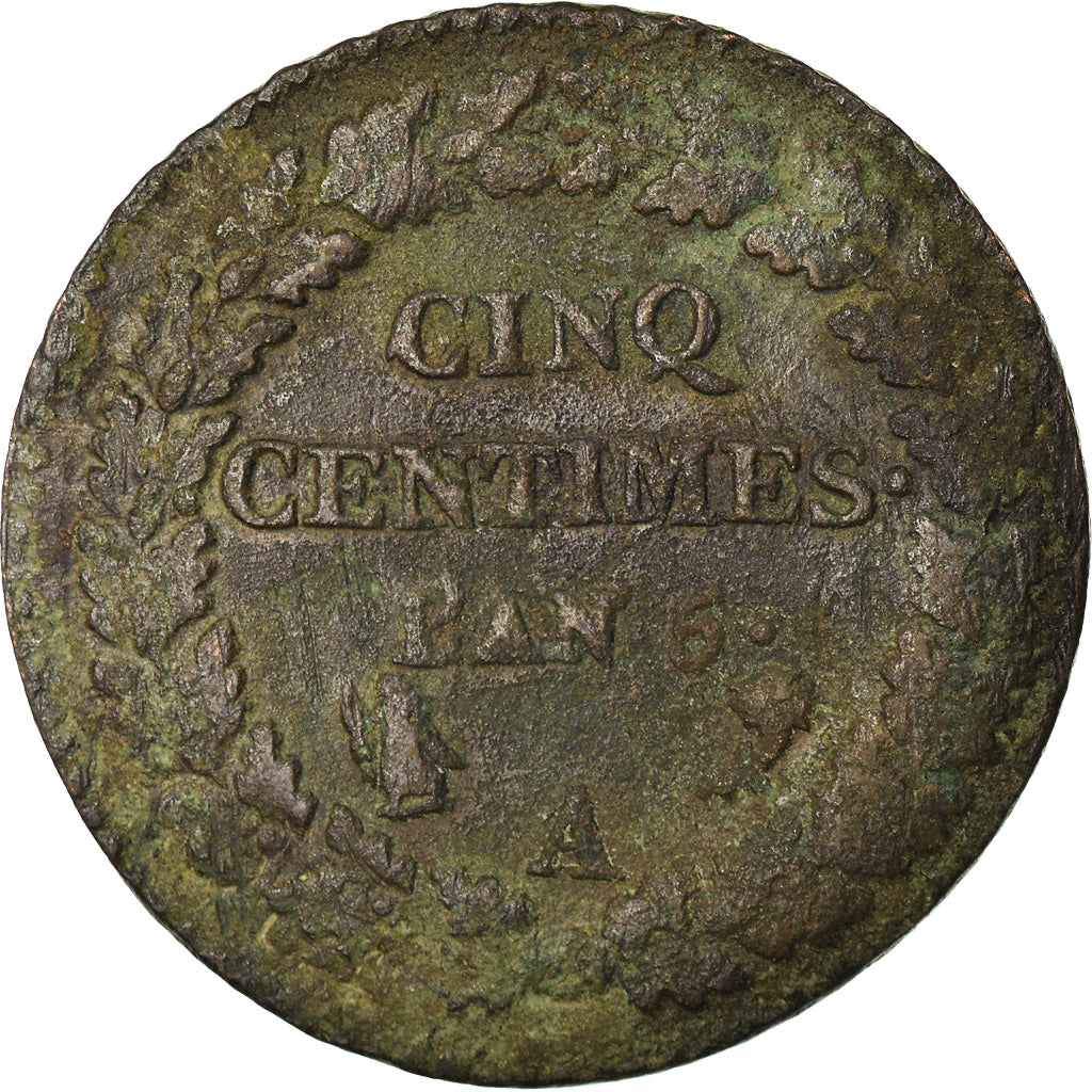 Moneta, Francia, Dupré, 5 Centimes, AN 5, Paris, MB+, Bronzo, KM:640.1