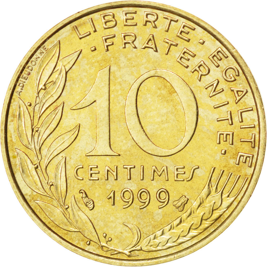 FRANCE, Marianne, 10 Centimes, 1999, Paris, KM #929, AU(55-58),...