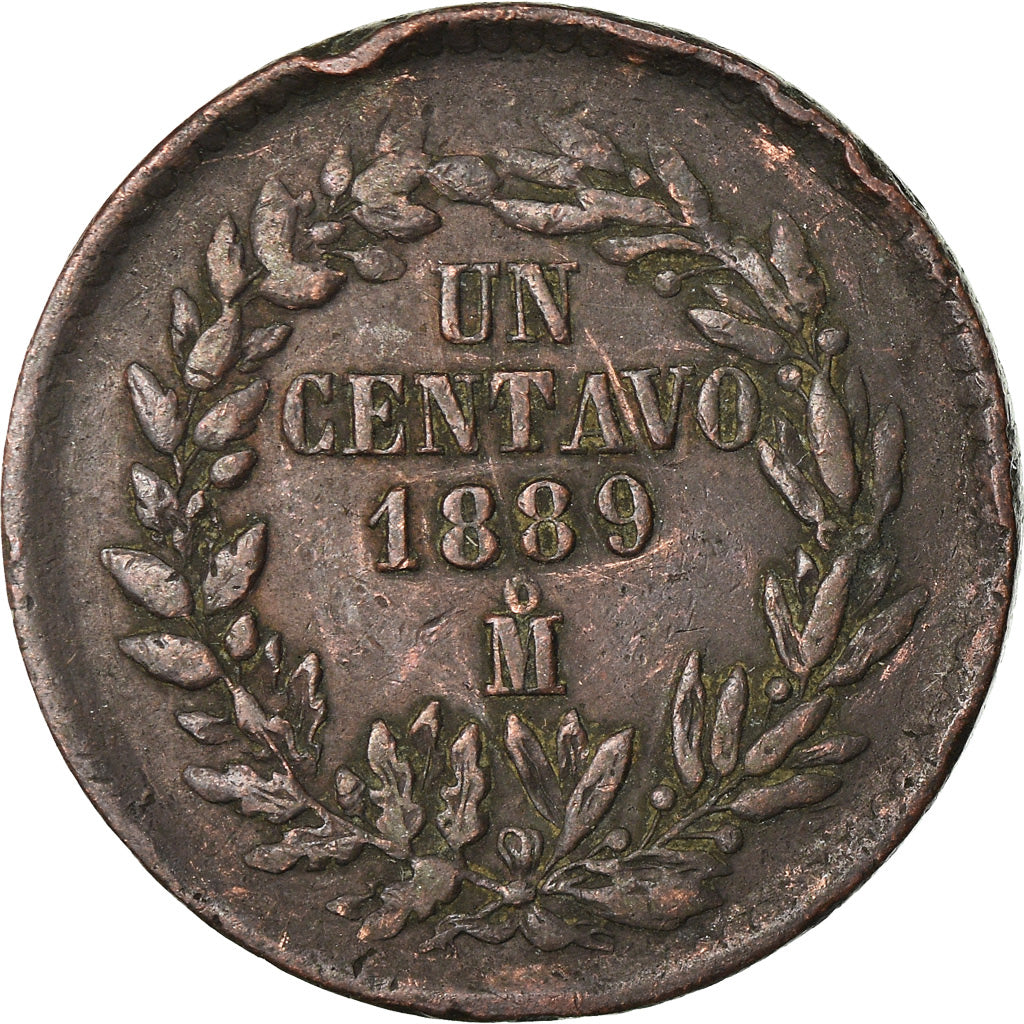 Moneda, México, Centavo, 1889, Mexico City, MBC, Cobre, KM:391.6