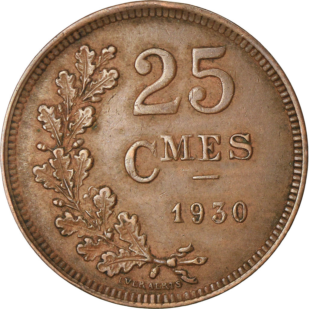 Coin, Luxembourg, Charlotte, 25 Centimes, 1930, AU(50-53), Bronze, KM:42