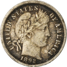 Monnaie, États-Unis, Barber Dime, Dime, 1892, U.S. Mint, Philadelphie, TTB