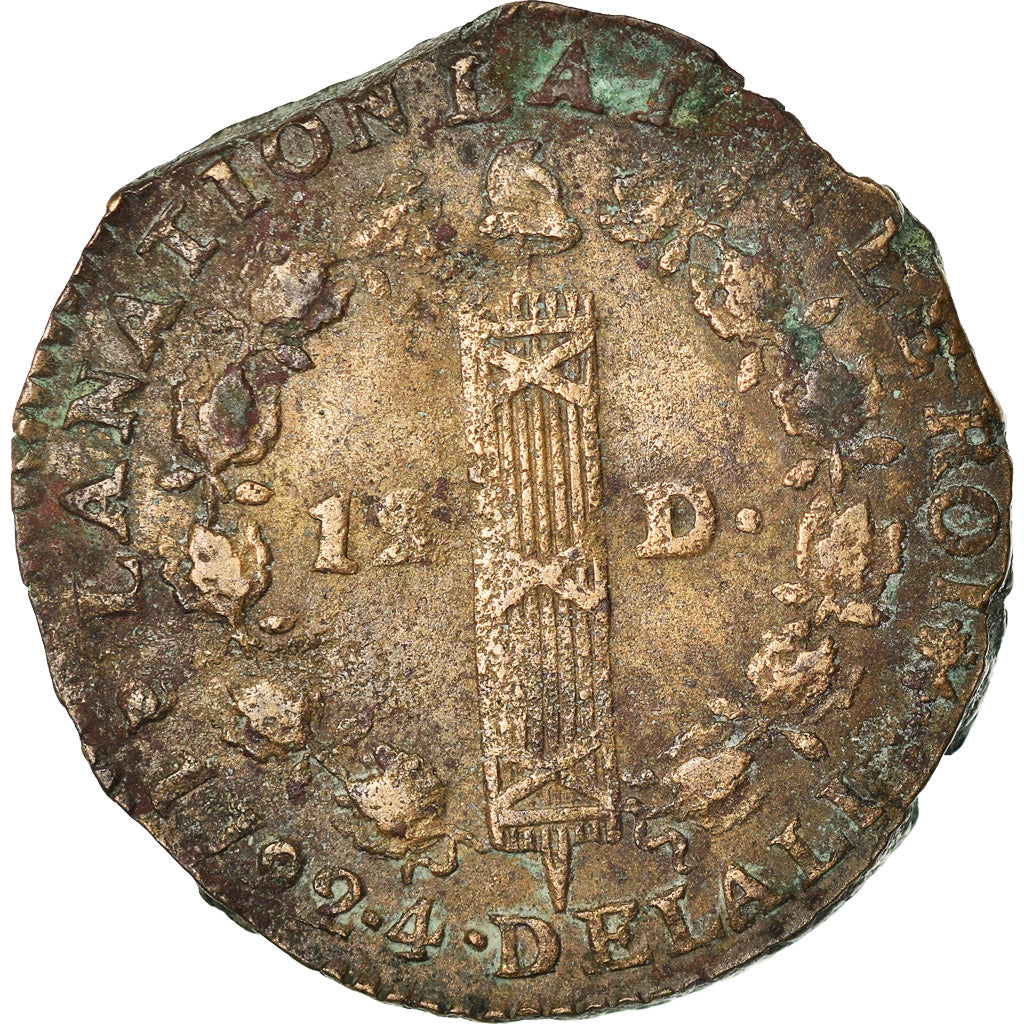 Coin, France, 12 deniers françois, 12 Deniers, 1792, Nantes, VF(30-35), Bronze