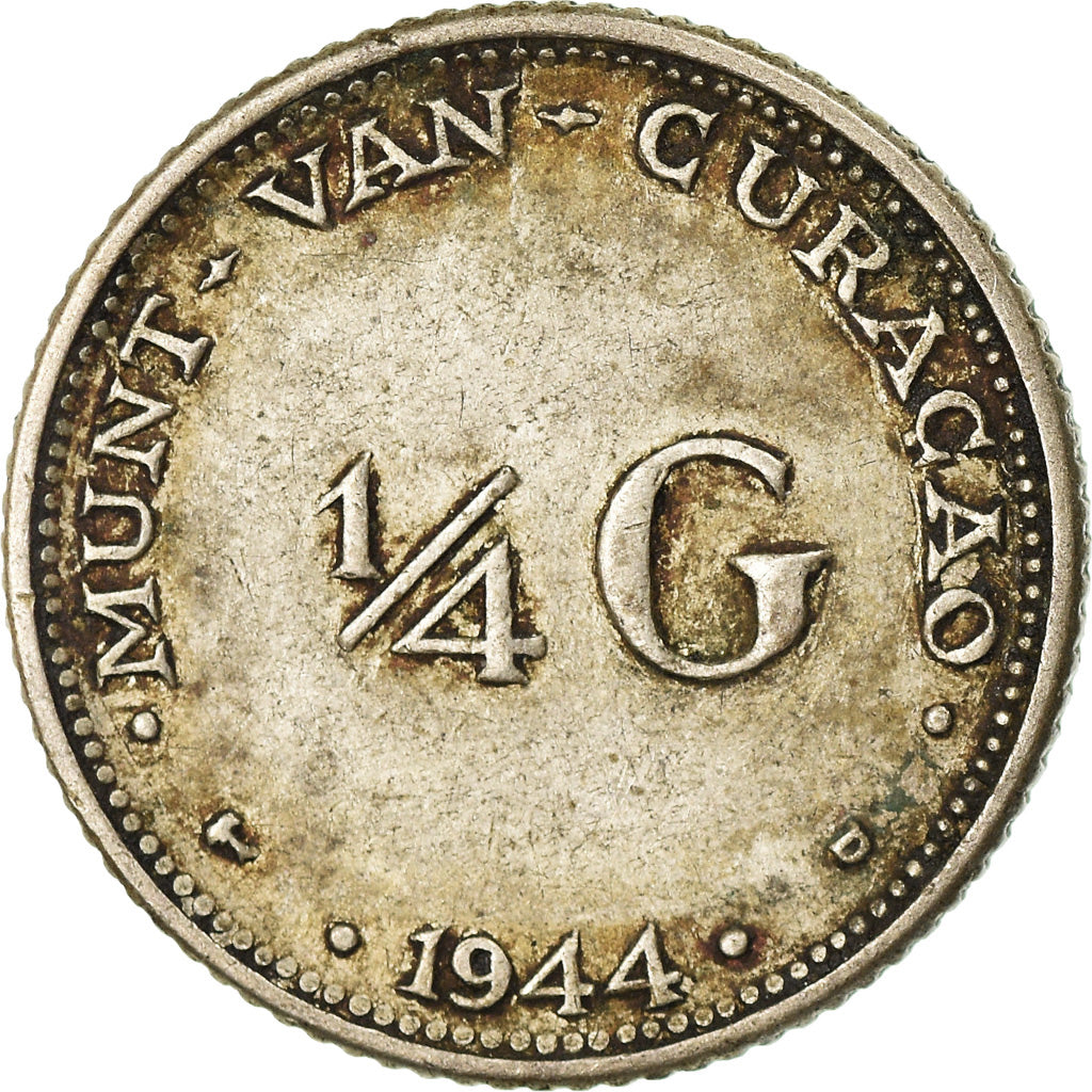 Curaçao, 1/4 Gulden, 1944, Denver, USA, BB, Argento, KM:44