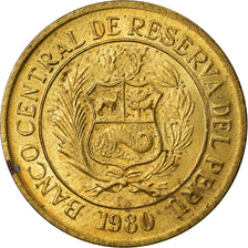 Coin, Peru, 10 Soles, 1980, Lima, AU(55-58), Brass, KM:272.2