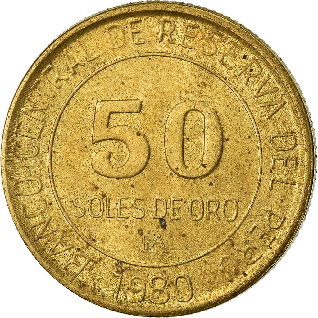 Moeda, Peru, 50 Soles, 1980, Lima, AU(50-53), Alumínio-Bronze, KM:273