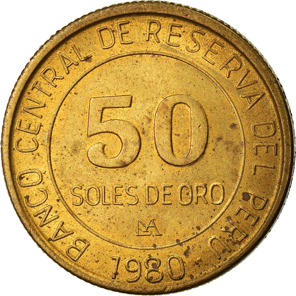 Monnaie, Pérou, 50 Soles, 1980, Lima, SUP, Aluminum-Bronze, KM:273
