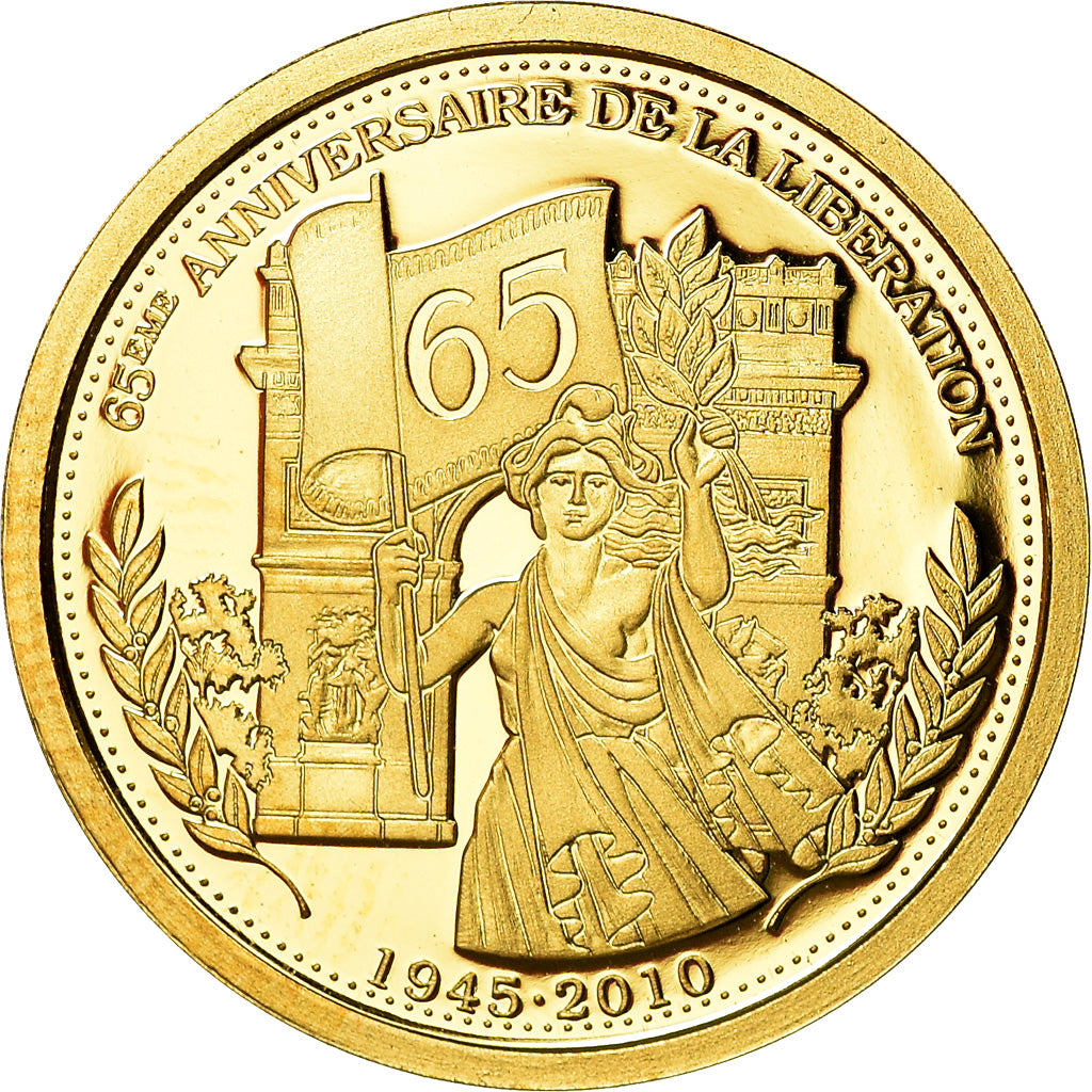 France, Medal, 65ème Anniversaire de la Libération, History, MS(65-70), Gold