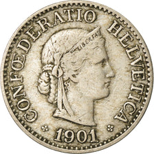 Münze, Schweiz, 10 Rappen, 1901, Bern, S+, Copper-nickel, KM:27