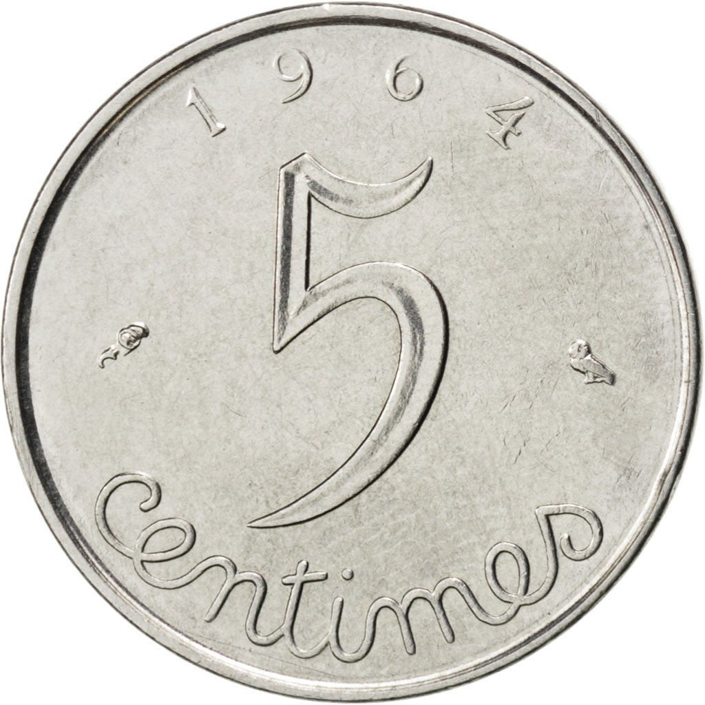 Vème République, 5 Centimes Epi 1964, KM 927