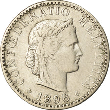 Coin, Switzerland, 20 Rappen, 1896, Bern, VF(30-35), Nickel, KM:29