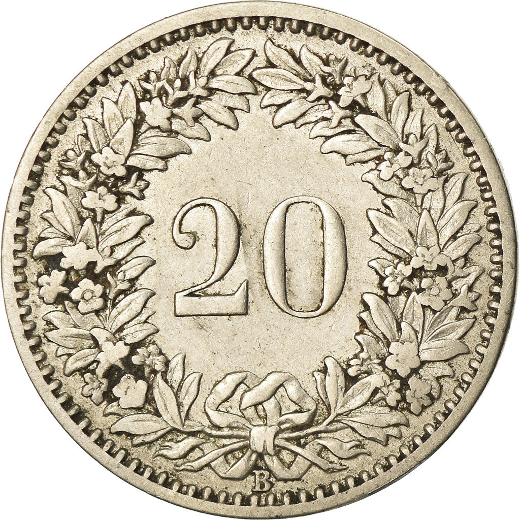 Coin, Switzerland, 20 Rappen, 1896, Bern, VF(30-35), Nickel, KM:29