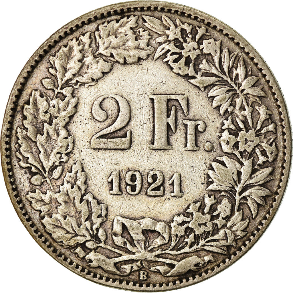 Moneta, Svizzera, 2 Francs, 1921, Bern, MB+, Argento, KM:21