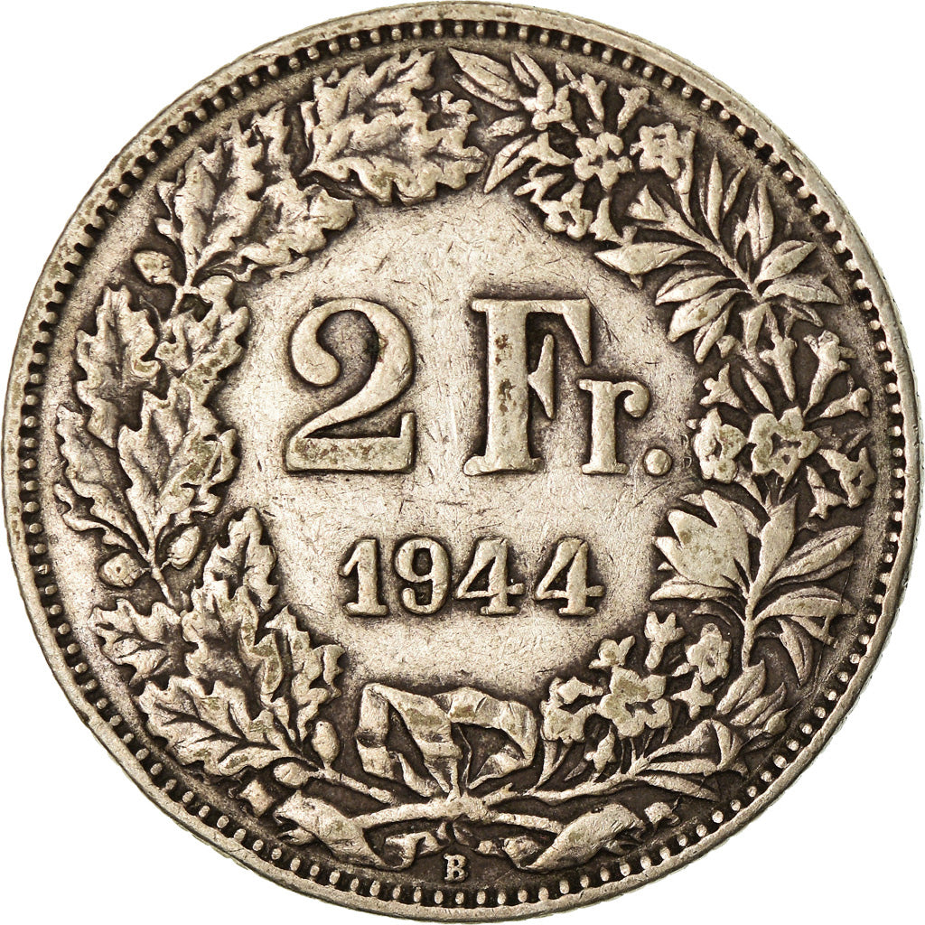 Moneta, Svizzera, 2 Francs, 1944, MB+, Argento, KM:21