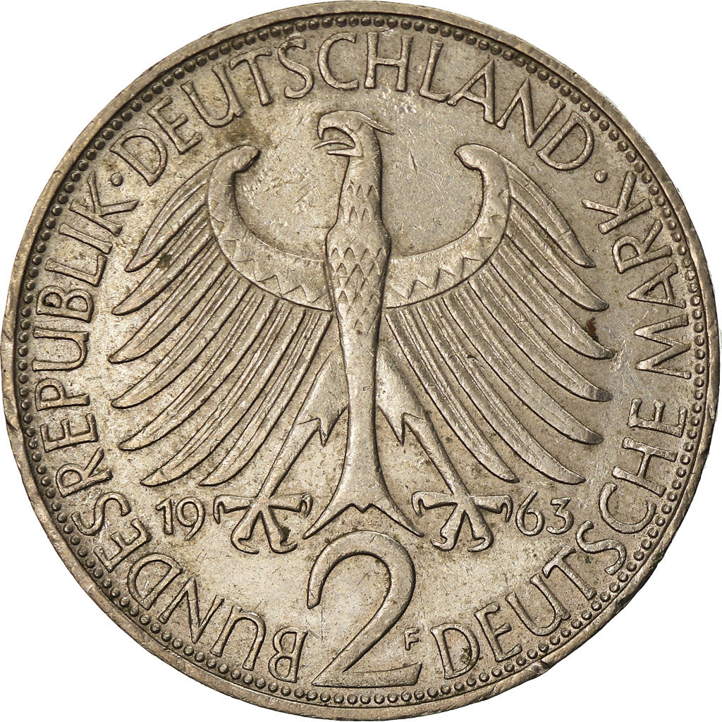 Coin, GERMANY - FEDERAL REPUBLIC, 2 Mark, 1963, Stuttgart, AU(50-53)