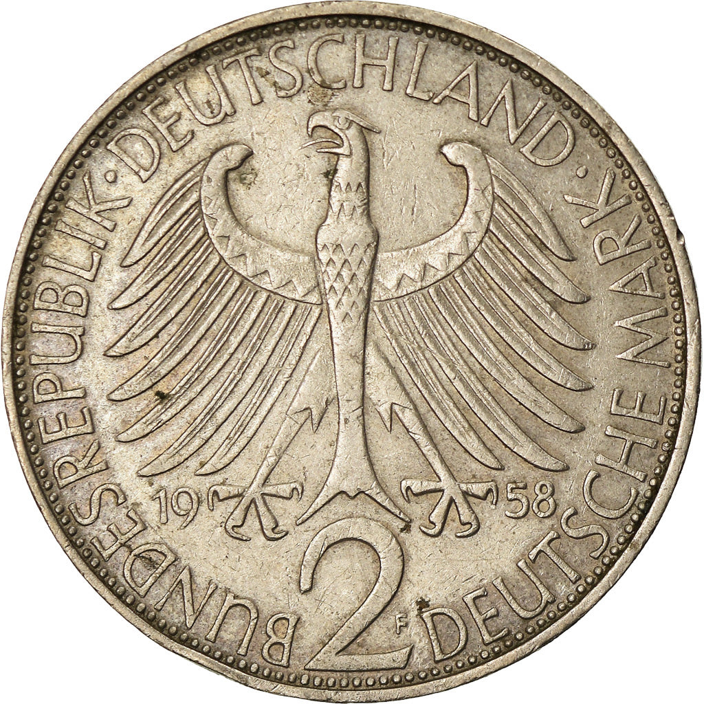 Coin, GERMANY - FEDERAL REPUBLIC, 2 Mark, 1958, Stuttgart, AU(50-53)