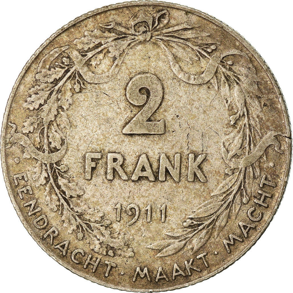 Moneta, Belgio, 2 Francs, 2 Frank, 1911, MB+, Argento, KM:75