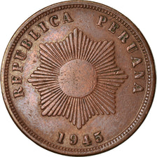 Moneda, Perú, 2 Centavos, 1945, Lima, MBC, Cobre o bronce, KM:212.2