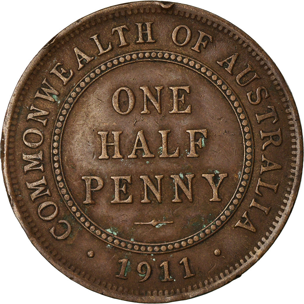 Moneta, Australia, George V, 1/2 Penny, 1911, MB, Bronzo, KM:22