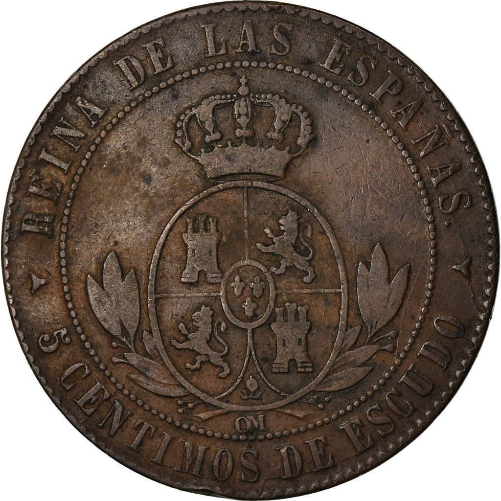Moneta, Spagna, Isabel II, 5 Centimos, 1868, MB+, Rame, KM:635.2