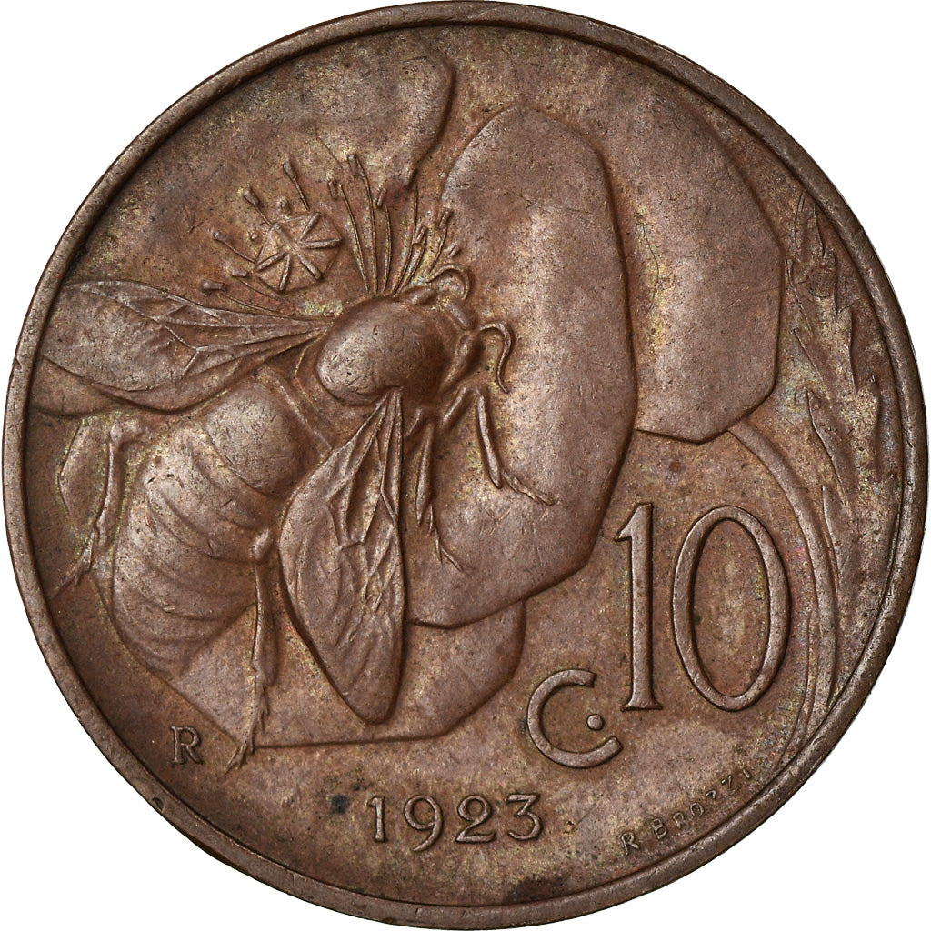 Monnaie, Italie, Vittorio Emanuele III, 10 Centesimi, 1923, Rome, TTB+, Bronze