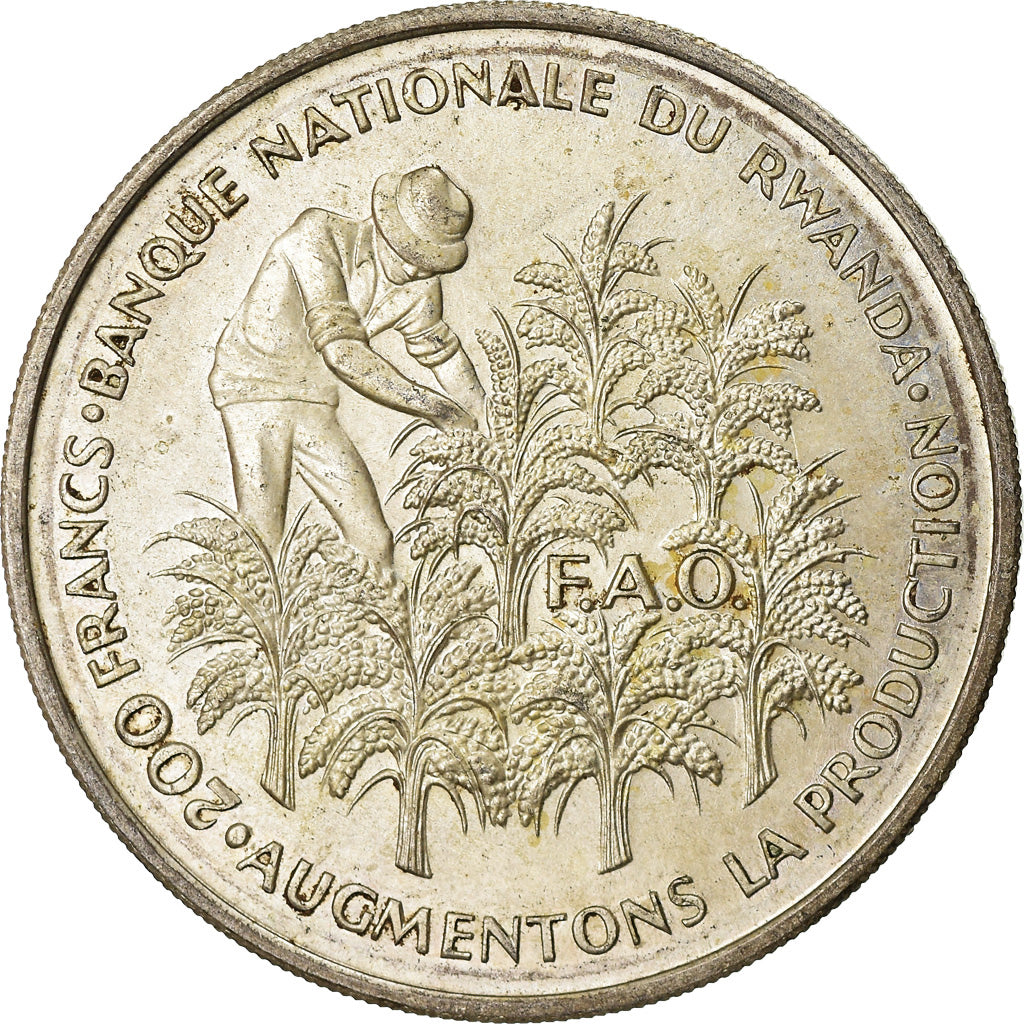 Moneta, Ruanda, 200 Francs, 1972, BB+, Argento, KM:11