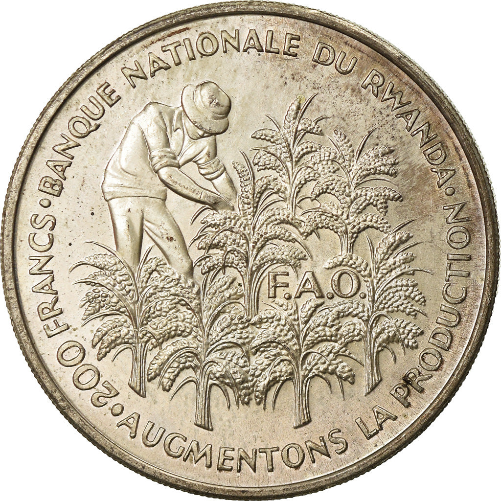Moneta, Ruanda, 200 Francs, 1972, MS(63), Srebro, KM:11