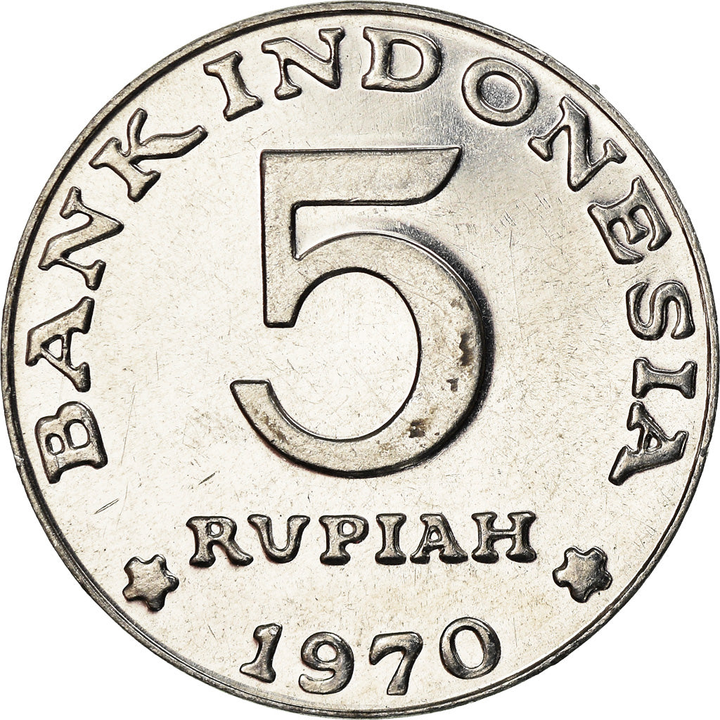 Moneta, Indonesia, 5 Rupiah, 1970, SPL, Alluminio, KM:22