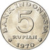 Coin, Indonesia, 5 Rupiah, 1970, MS(64), Aluminum, KM:22