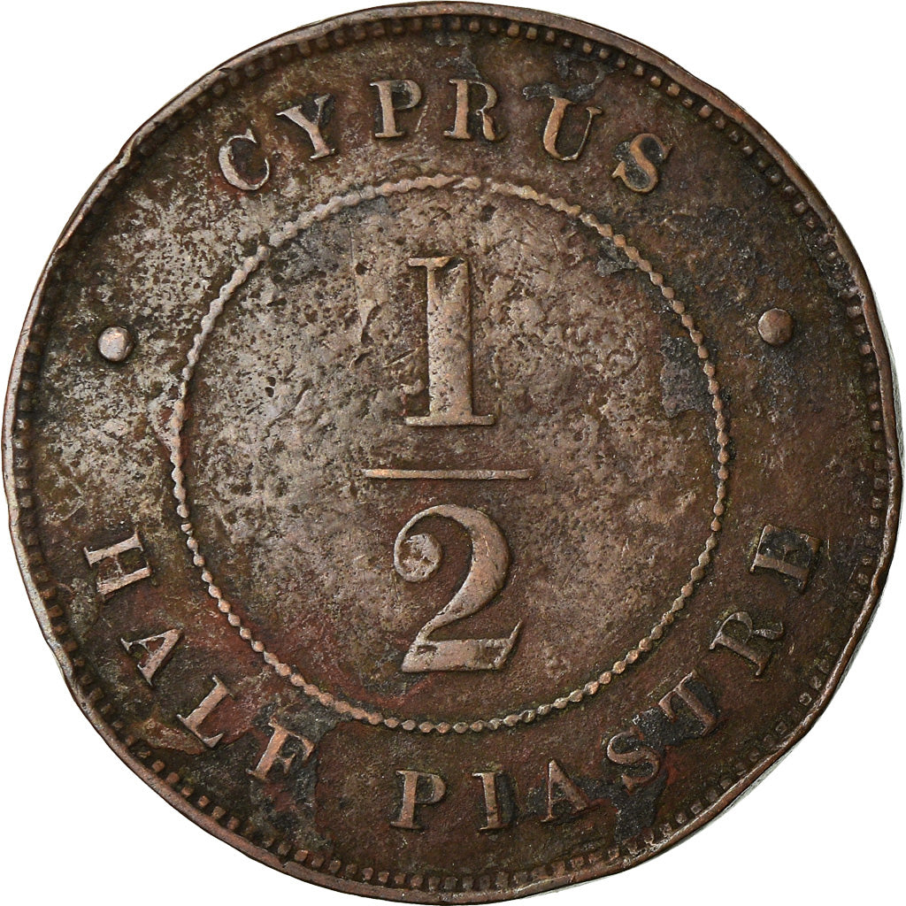 Moneta, Cipro, 1/2 Piastre, 1886, MB, Bronzo, KM:2