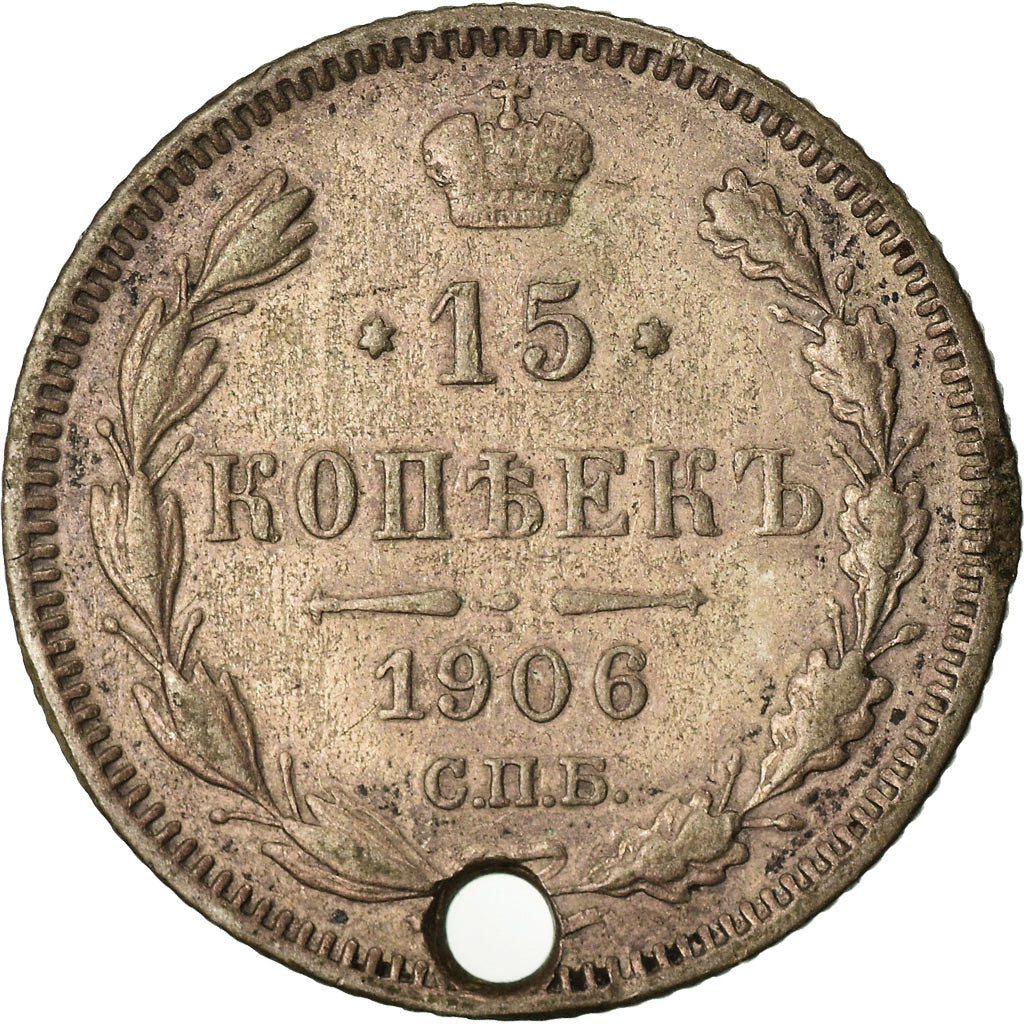 Münze, Russland, Nicholas II, 15 Kopeks, 1906, St. Petersburg, S, Silber