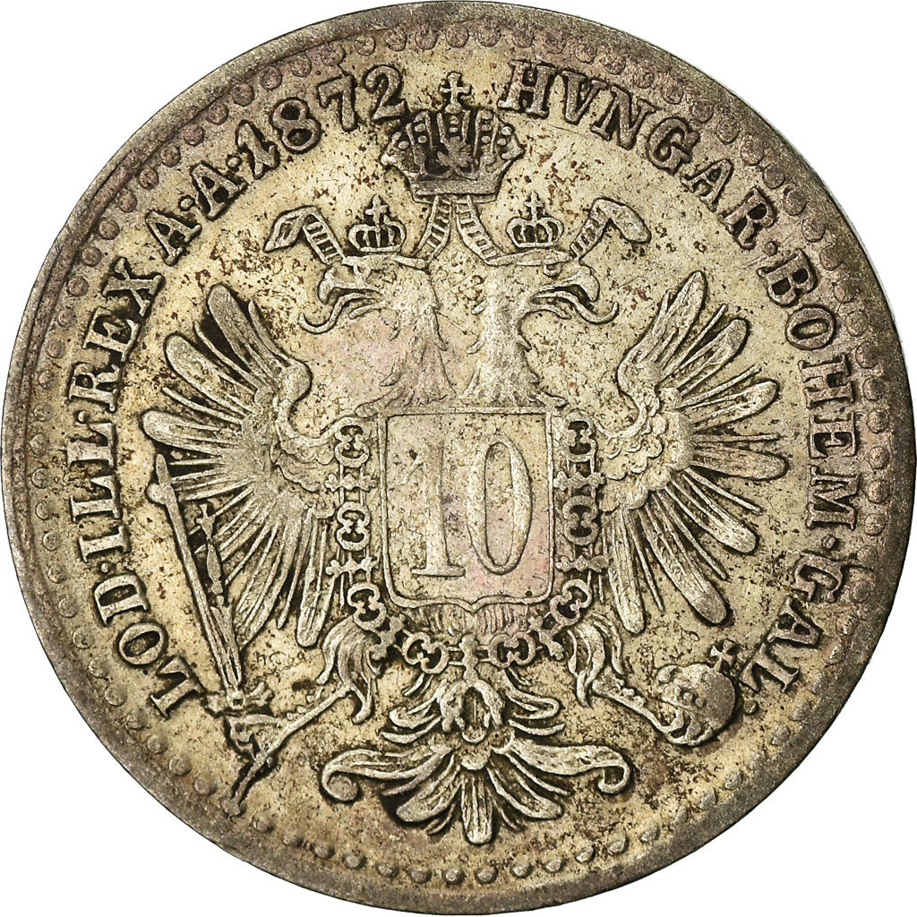 Coin, Austria, Franz Joseph I, 10 Kreuzer, 1872, VF(30-35), Silver, KM:2206