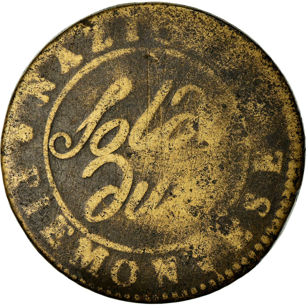 Coin, ITALIAN STATES, PIEDMONT REPUBLIC, Due (2) Soldi, 1800, Turin, F(12-15)