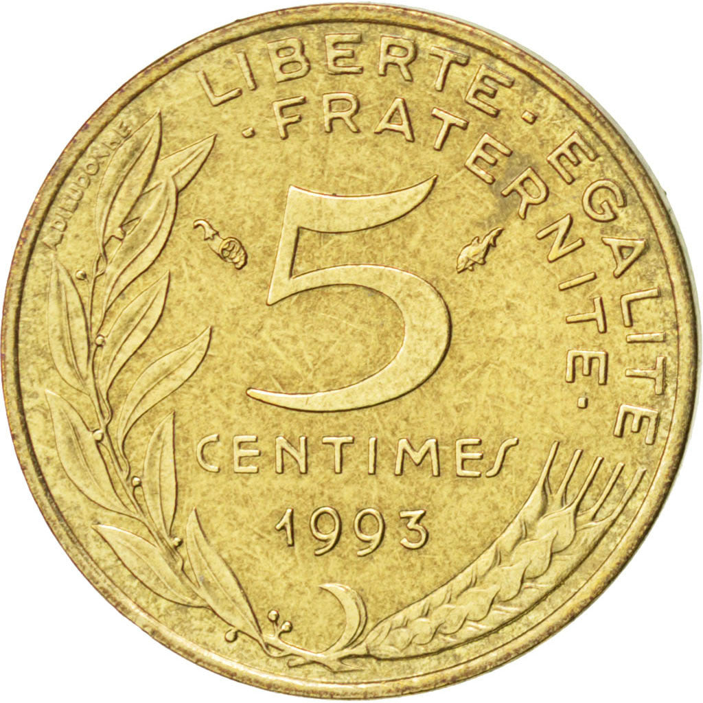 Vème République, 5 Centimes Marianne 1993 4 plis, KM 933