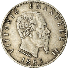 Coin, Italy, Vittorio Emanuele II, 20 Centesimi, 1863, Milan, EF(40-45), Silver