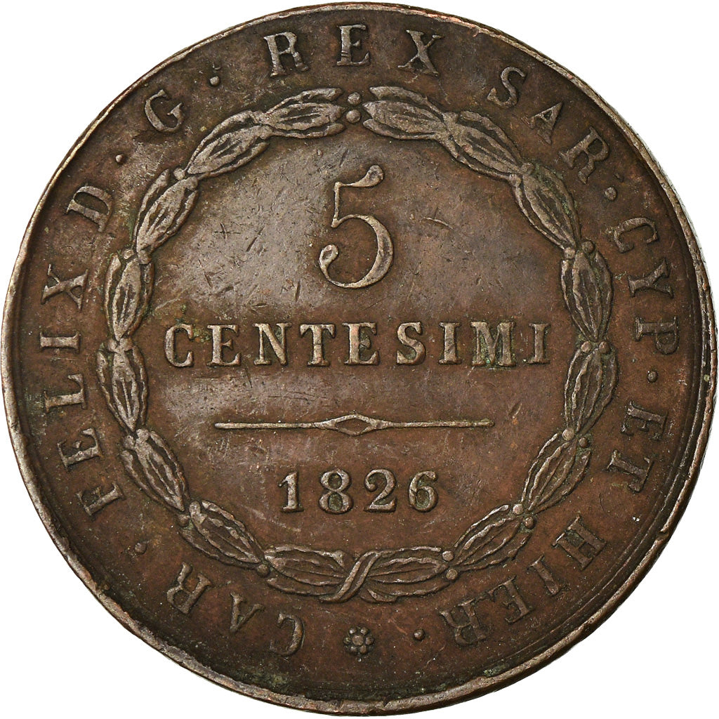 Coin, ITALIAN STATES, SARDINIA, Carlo Felice, 5 Centesimi, 1826, Torino